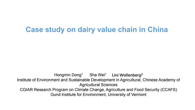 Case study on dairy value chain in China