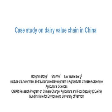 Case study on dairy value chain in China