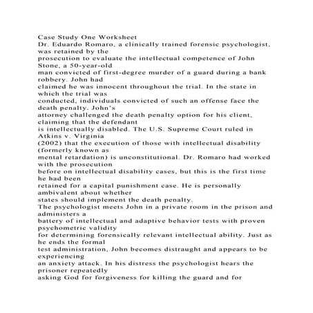 Case Study One WorksheetDr. Eduardo Romaro, a clinically trained f.docx