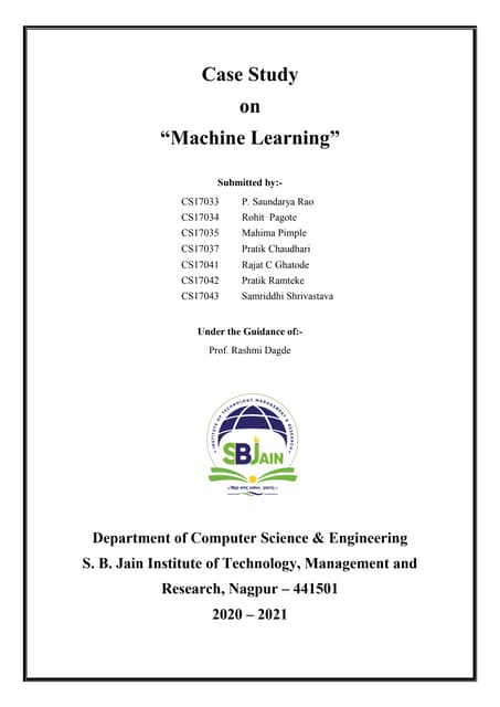Case study on machine learning