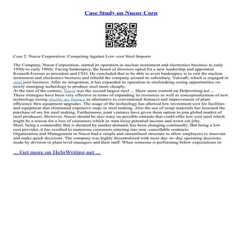 Case Study On Nucor Corp