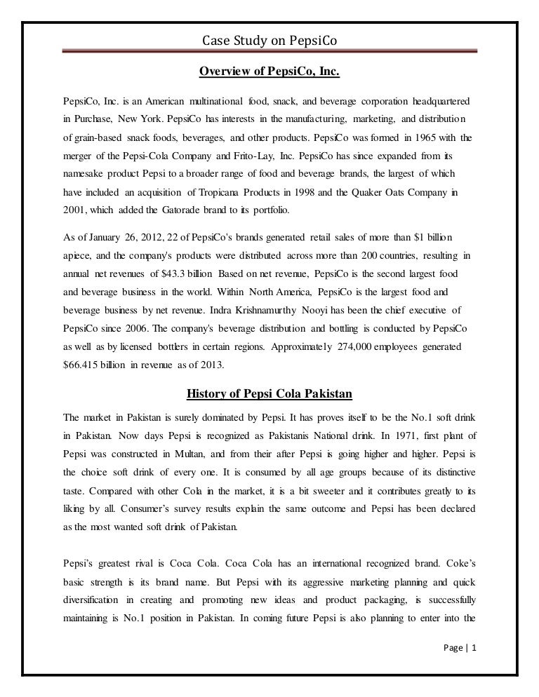 Pepsico case study strategic management pdf image