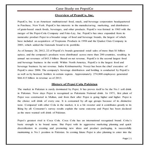Case study on pepsi co