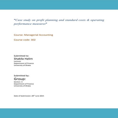  profit planning and standard costs & operating performance measures”