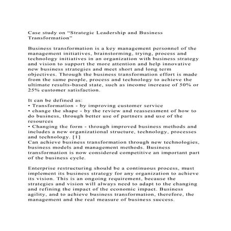 Case study on Strategic Leadership and Business Transformation”.docx