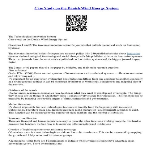 Case Study On The Danish Wind Energy System