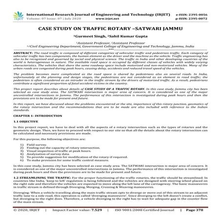 Case Study on Traffic Rotary –Satwari Jammu By Er. Gurmeet Singh M.tech Highw...