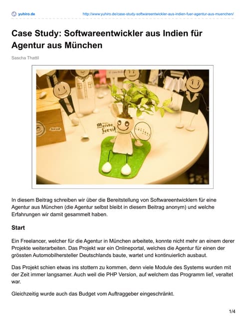 Case Study Softwareentwickler aus Indien für Agentur aus München