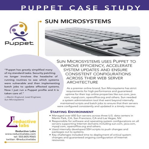 Sun Microsystems Puppet Case Study