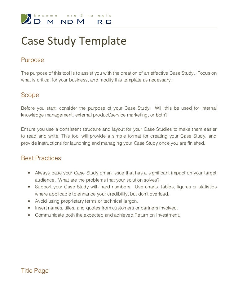 one page case study pdf