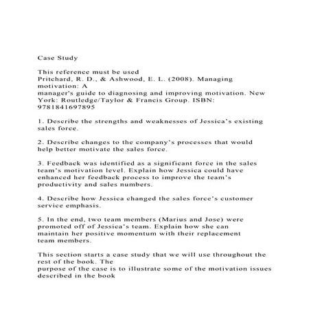 Case StudyThis reference must be usedPritchard, R. D., &.docx