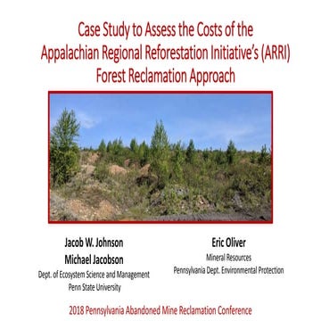 Jacob Johnson, et al, Penn State University - “Case Study to Assess the Costs...