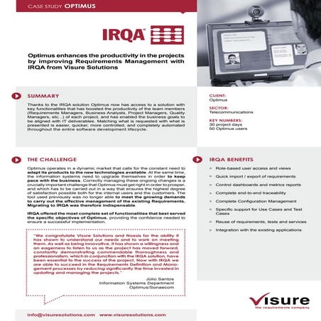 Optimus enhances the productivity in the projects by improving Requirements M...