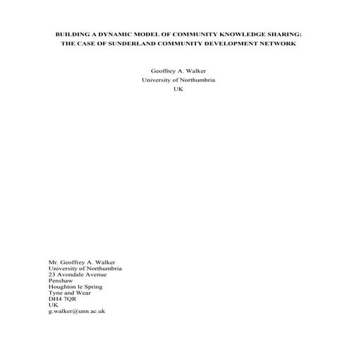 Case Study: Sunderland Community Development Network