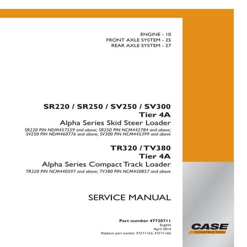 Case sv208 tier 3 vibratory roller service repair manual | PDF
