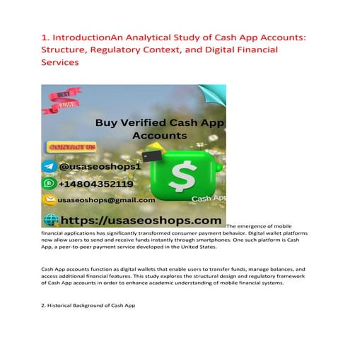 An Analytical Study of Cash App Accounts: Structure, Regulatory Context ...
