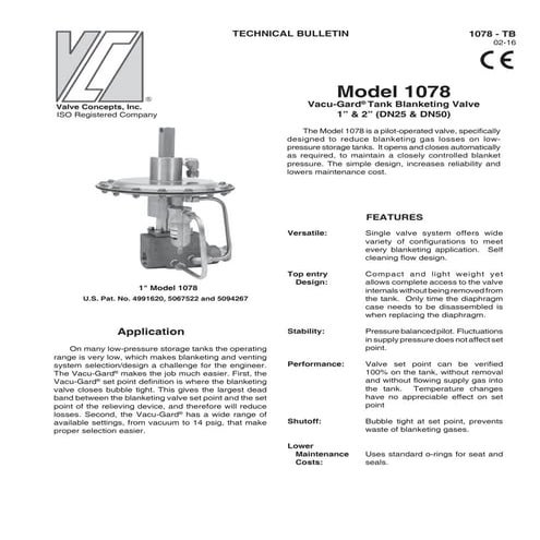 Process Tank Blanketing Valve