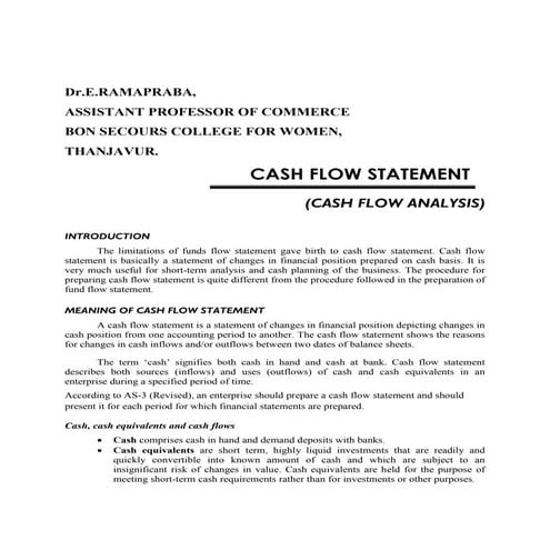 Cash flow statement