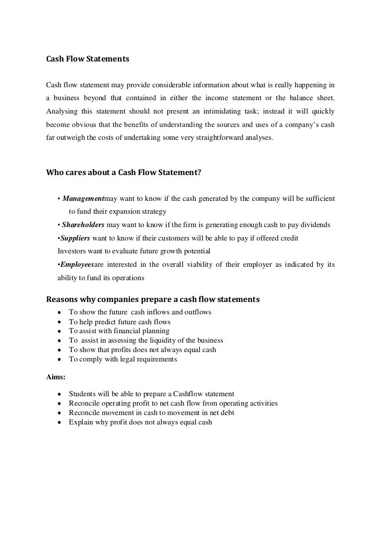 cash flow statements cashflow statement