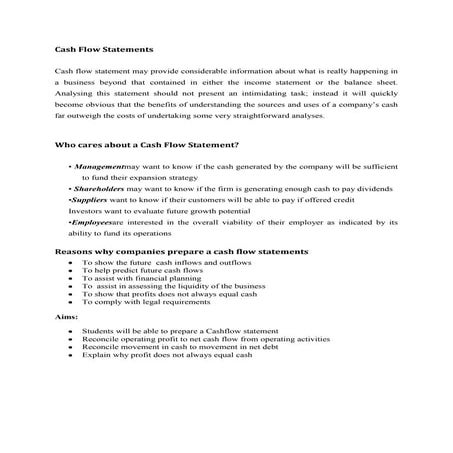 Cash flow statements