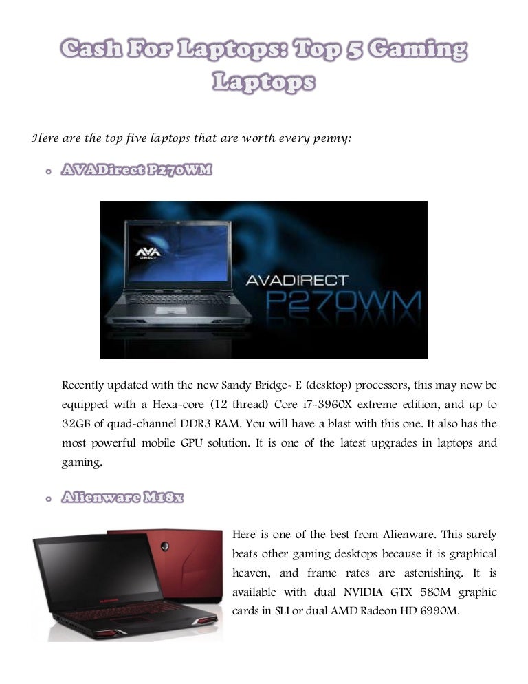 Cash for laptops top 5 gaming laptops