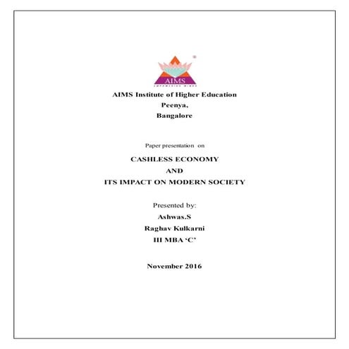 Cashless Economy and its Impact on Modern Society.