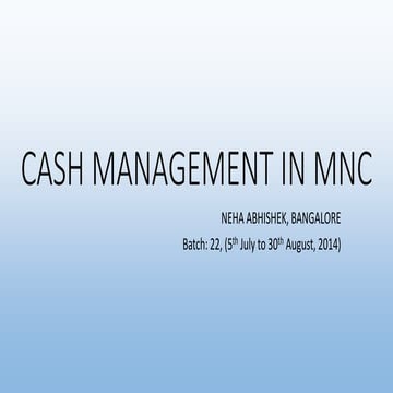 Cash management in MNC
