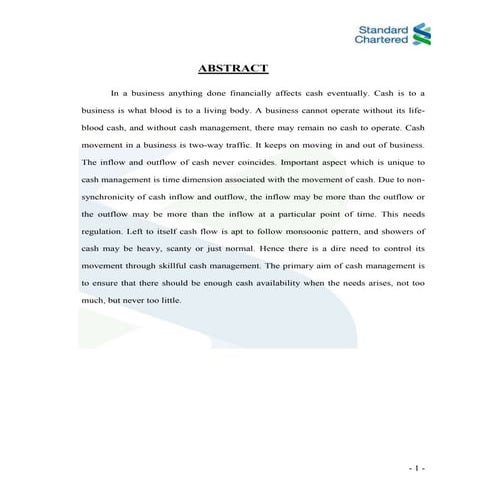 Cash management report