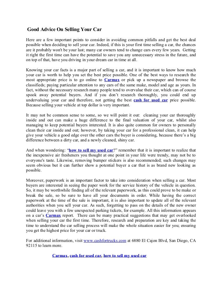 how do you sell your car to carmax