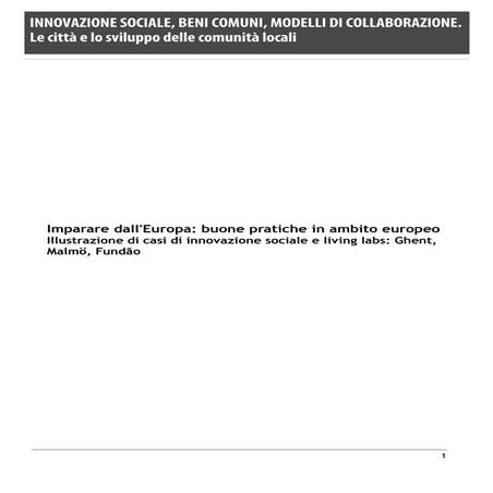 Imparare dall'Europa: buone pratiche in ambito europeo