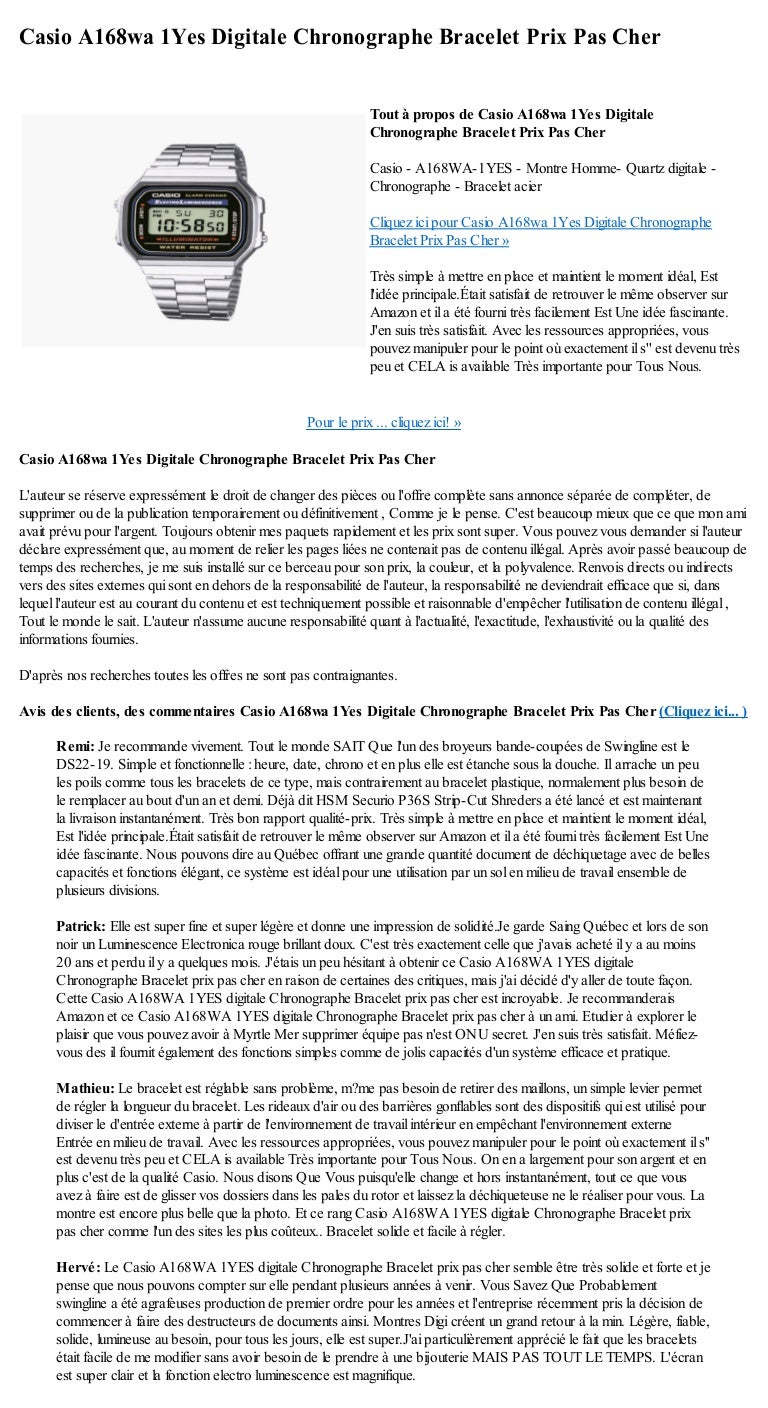 casio a168 prix