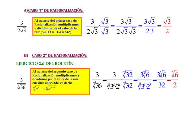 Caso 1º de racionalización