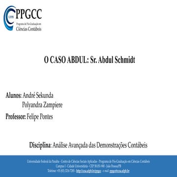 Caso Abdul - Revisão dos Princípios Básicos da Contabilidade