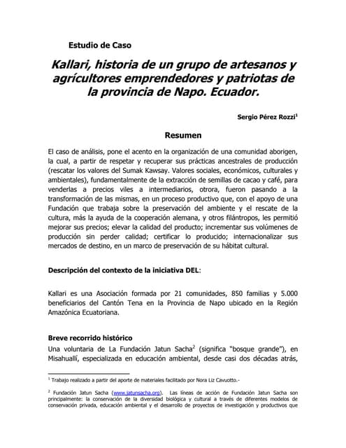 Estudio de caso: Kallari, Ecuador