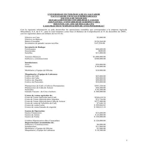 Caso aves de  engorde y ponedoras Oscar Melgar