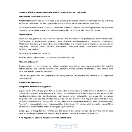 Caso clinico de invaginación intestinal