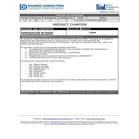 Caso Completo – Construcción de nuevo Hipermercado Buymart - Iniciación