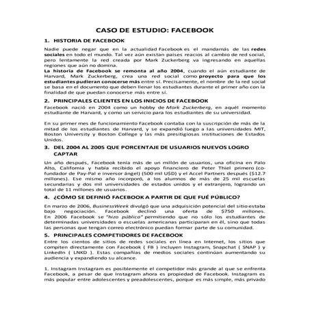 Caso de estudio de facwebook