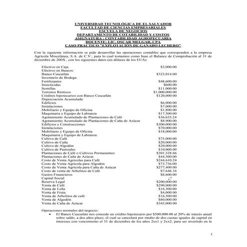 Caso del ganado lechero y engorde.