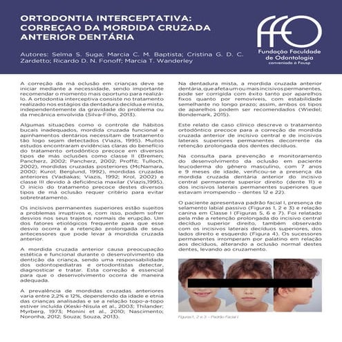 ORTODONTIA INTERCEPTATIVA: CORREÇAO DA MORDIDA CRUZADA ANTERIOR DENTÁRIA