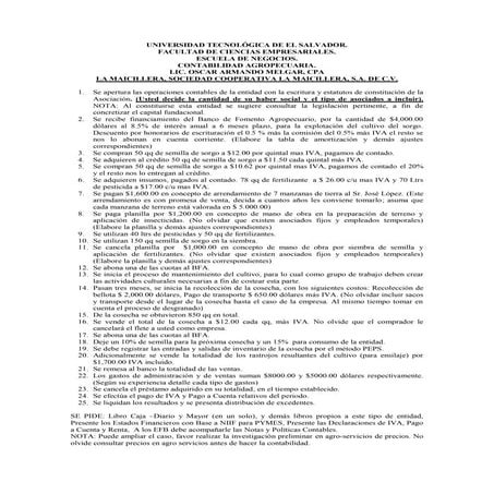 Caso practico la maicillera Oscar Melgar