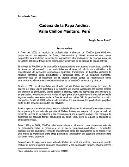 Estudio de caso Cadena de la Papa Andina.