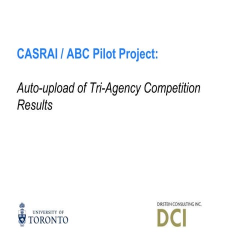ABC Project 1 - Piloting Auto-upload of Standardized Funding Award Results - ...