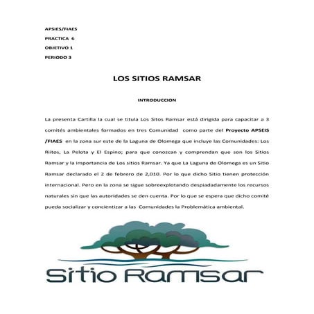 Casrtilla los sitios ramsar