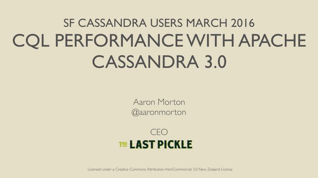 Cassandra SF Meetup - CQL Performance With Apache Cassandra 3.X