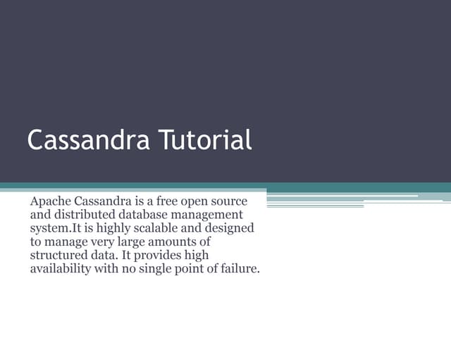 Cassandra tutorial