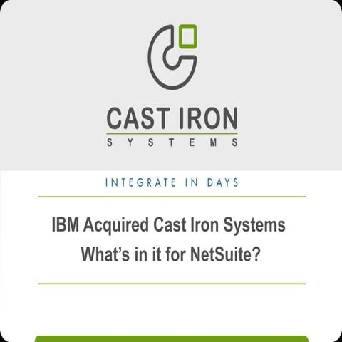 Cast Iron for NetSuite Sales Training