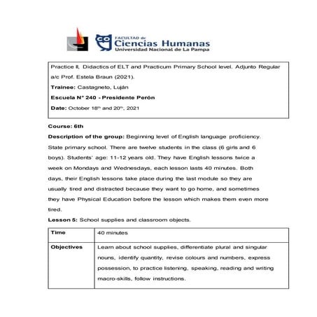 Castagneto   lesson plans 5 &amp; 6 - october 18th and 20th