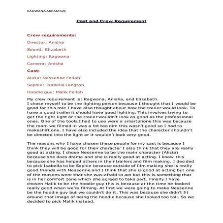 Casting & auditions | DOCX