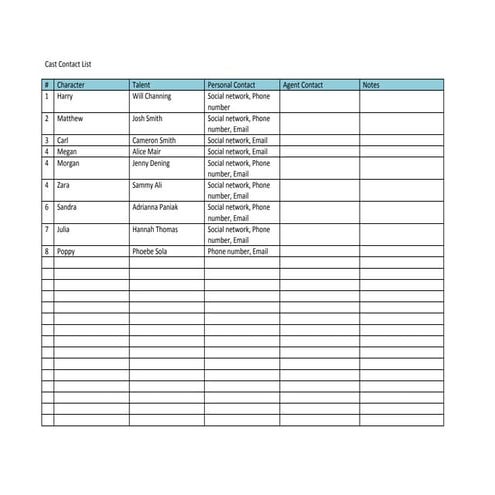Dating 101 Cast Contact List | DOCX